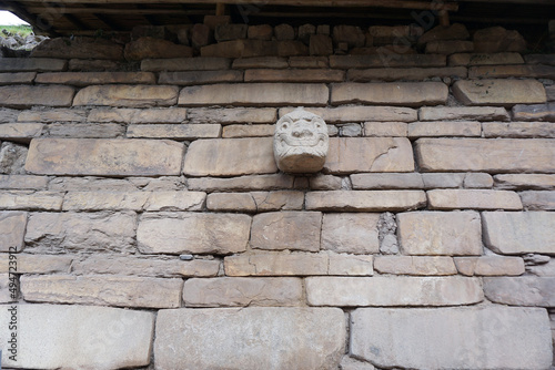 Chavin nail head in archaeological monument of Chav  n de Hu  ntar  in Ancash  Peru