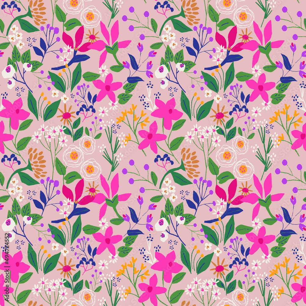 COLOURFUL FLORAL DITSY SEAMLESS PATTERN