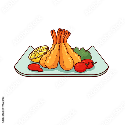 hand drawn crispy fried shrimp