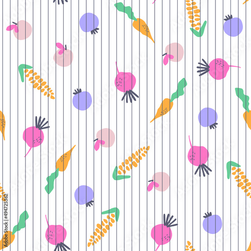 VEGETABLE AND FRUIT SEAMLESS PATTERN