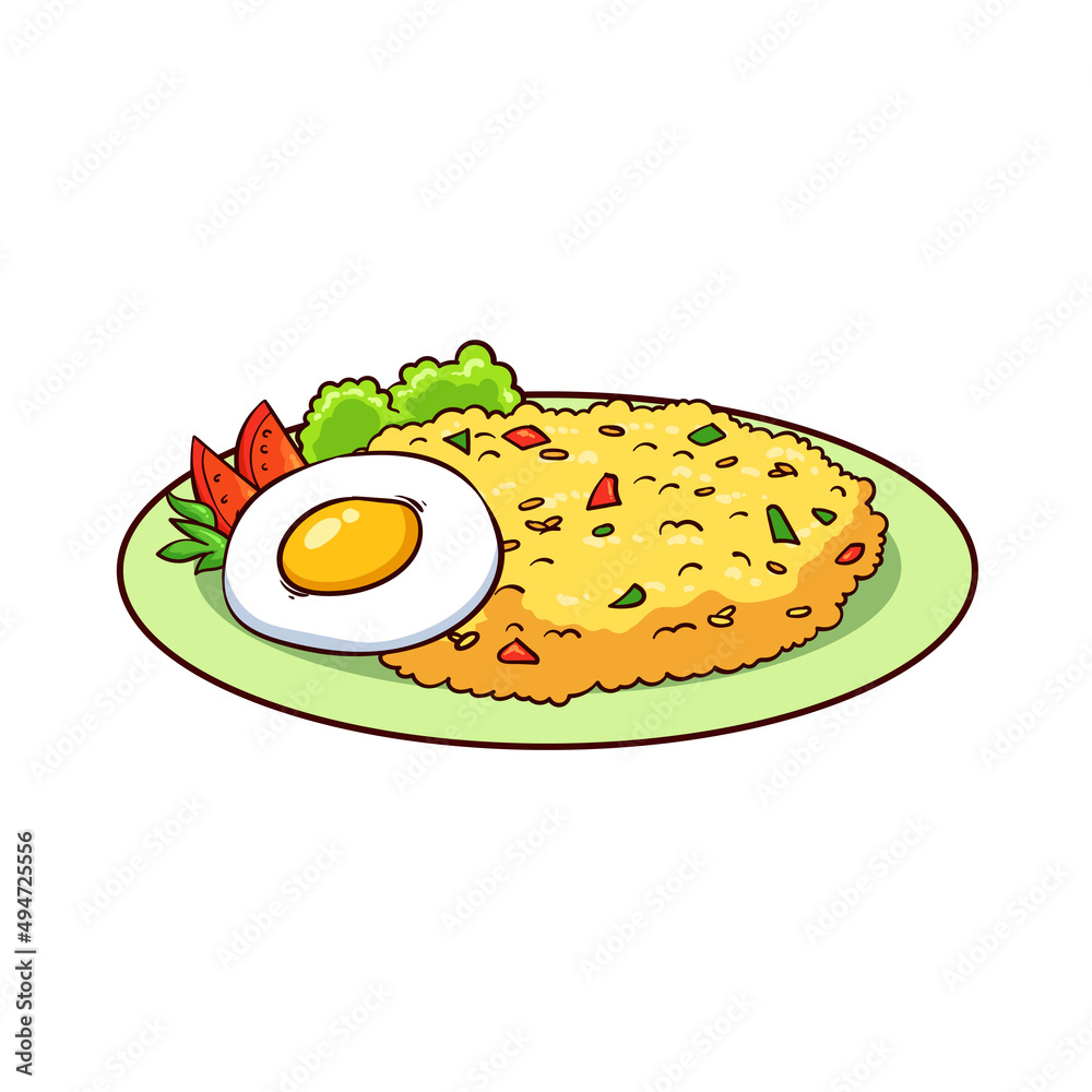 hand drawn fried rice and egg hand drawn fried rice and egg