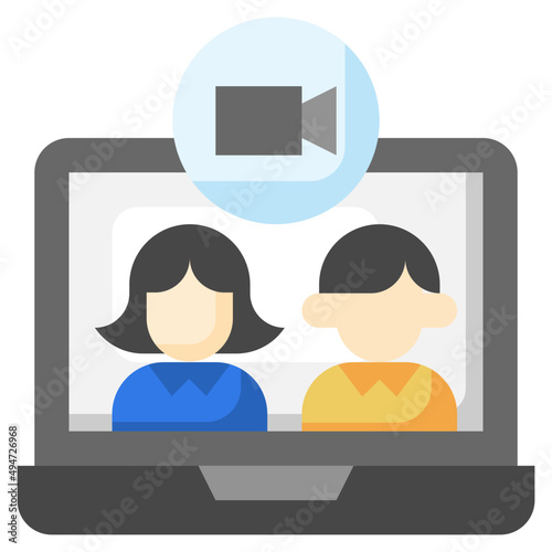 VIDEOCALL flat icon,linear,outline,graphic,illustration