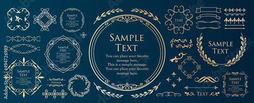 春の植物モチーフのフレームセット。ビンテージフラワー。装飾デザイン。流行りのあしらい