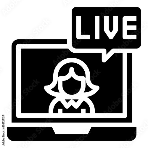 LIVE glyph icon,linear,outline,graphic,illustration