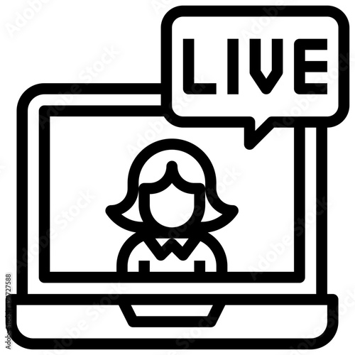 LIVE line icon,linear,outline,graphic,illustration