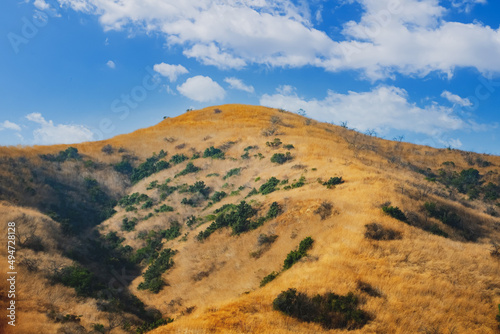 Golden rolling California hills. Beautiful landscape 