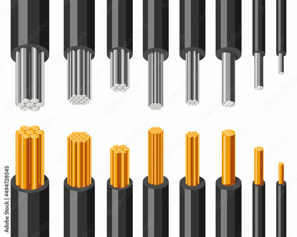 Cables and wires vector of electrical power set isolated on white background. Cables and wires vector of electrical power set isolated on white background.