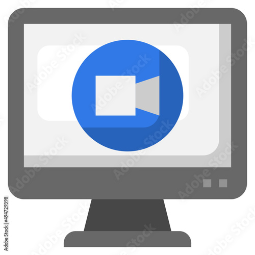 VIDEO CHAT flat icon,linear,outline,graphic,illustration