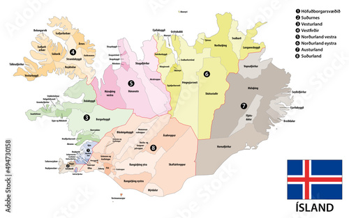 vector map of administrative divisions of Iceland