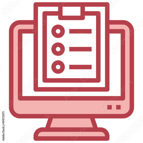 CLIPBOARD red line icon,linear,outline,graphic,illustration