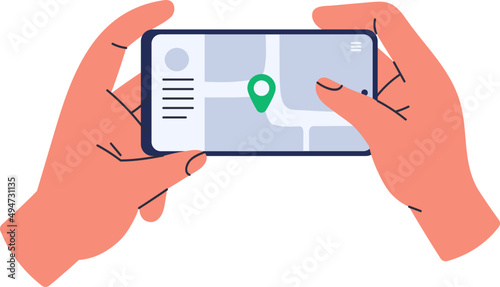 GPS Location on Smartphone Cartoon Illustration