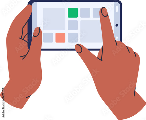 Person Playing Mobile Game on Phone Cartoon Illustration