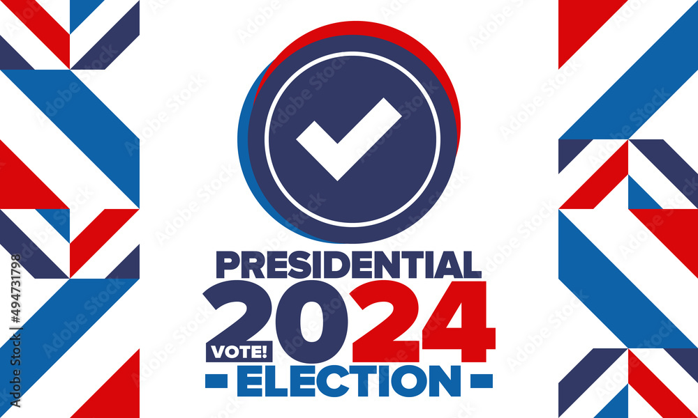 Presidential Election 2024 in United States. Vote day, November 5. US Election campaign. Make your choice! Patriotic american vector illustration. Poster, card, banner and background