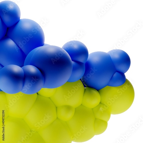 3d illustration abstract geometric background of shape balls in blue and yellow 3d rendering