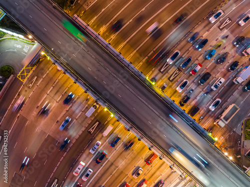 Photography Top down view of city traffic at night