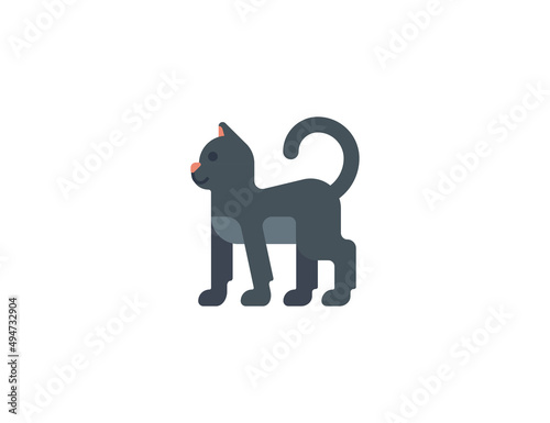 Black cat vector flat emoticon. Isolated Black cat emoji illustration. Black cat icon