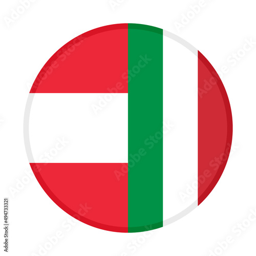 round icon with austria and italy flags. vector illustration isolated on white background