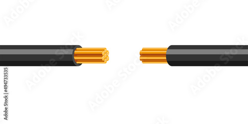 Cables and wires vector of electrical power set isolated on white background.