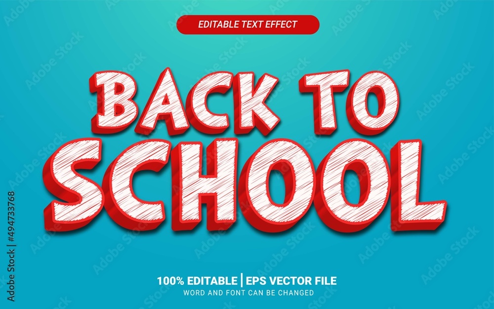 Back to school fun 3d editable text effect template design vector