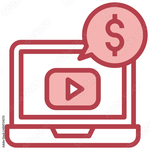 EARNINGS red line icon,linear,outline,graphic,illustration