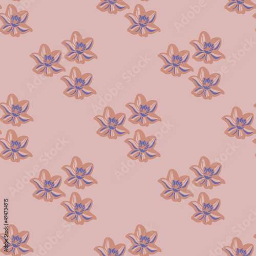 Vector orange pink purple floral seamless pattern 