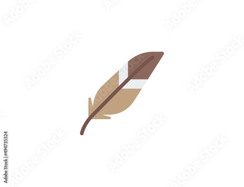 Feather vector flat emoticon. Isolated Feather emoji illustration. Feather icon