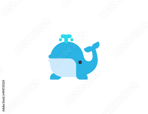 Spouting whale vector flat emoticon. Isolated Spouting whale emoji illustration. Spouting whale icon