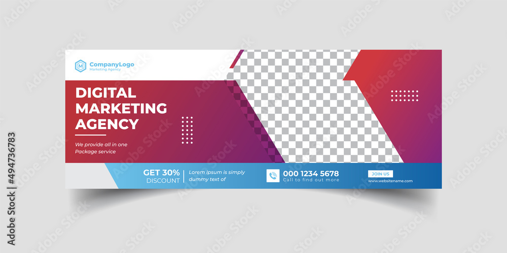 Marketing Agency and Webinar business conference social media cover banner template or web banner, corporate banner, advertising, timeline cover, header, business webinar banner editable template