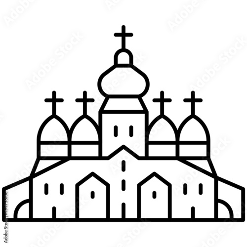 St. Michael's Golden-Domed Monastery icon, Ukraine related vector illustration