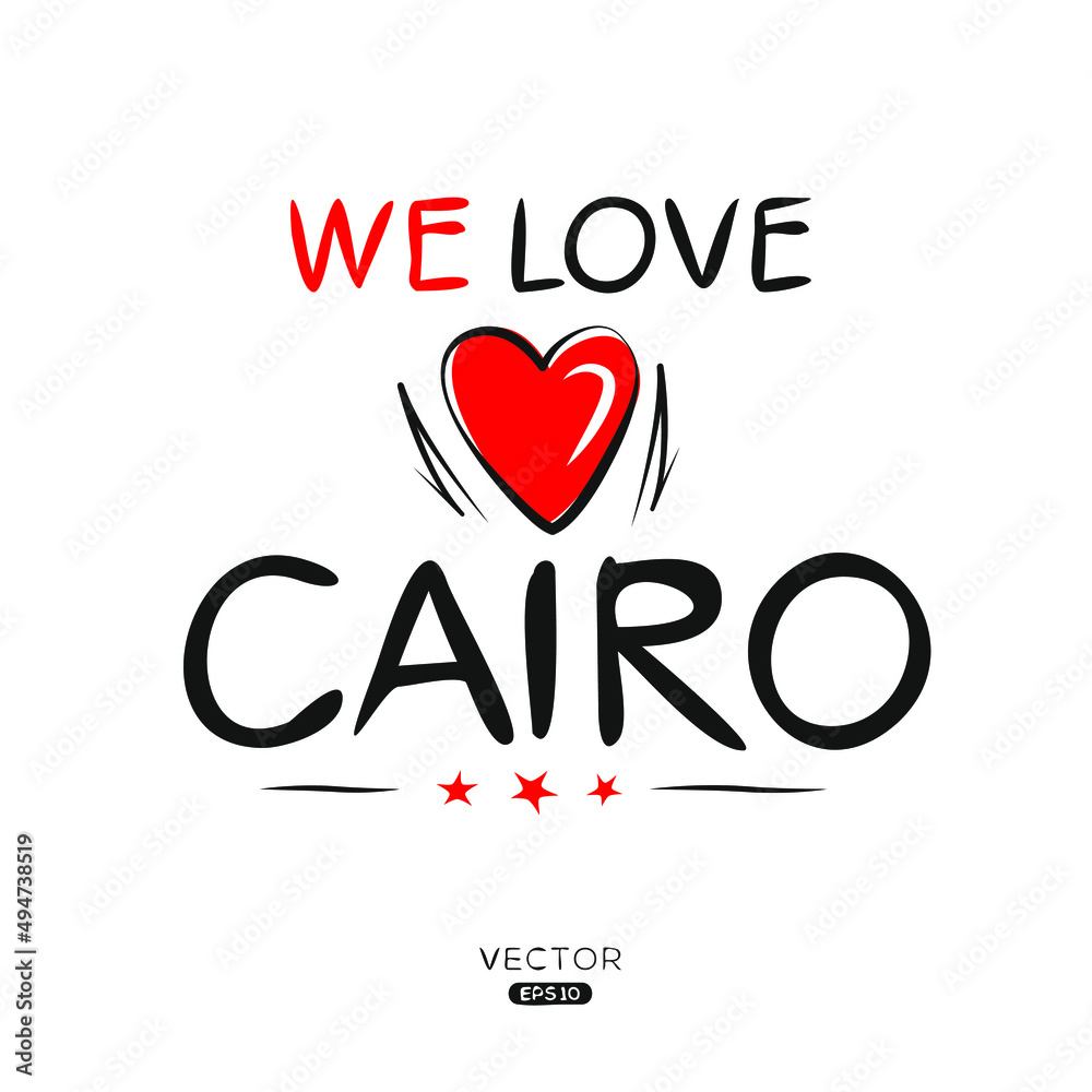 Cairo, typography Design, Vector illustration.
