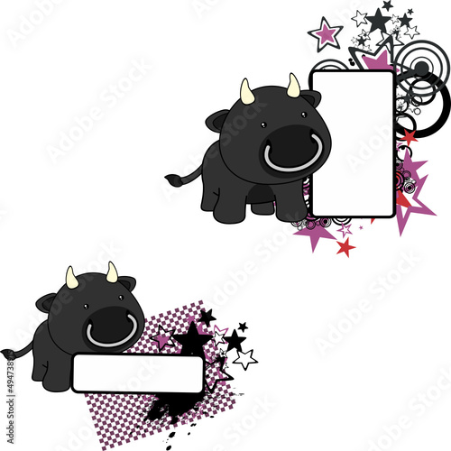 baby bull cartoon illustration copyspace collection in vector format 