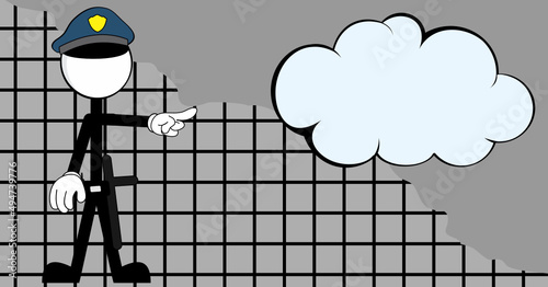funny policeman pictogram cartoon illustration background