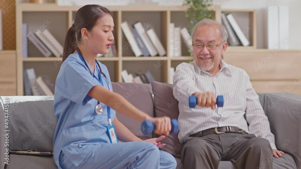 Strong senior man and caregiver enjoying exercise lifting weights, old elderly people working out with dumbbells at nursing home, training and physical therapy, concept of lifestyle, good health. Strong senior man and caregiver enjoying exercise lifting weights, old elderly people working out with dumbbells at nursing home, training and physical therapy, concept of lifestyle, good health.