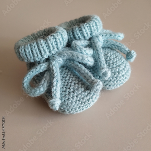 Handmade baby booties. Knit socks