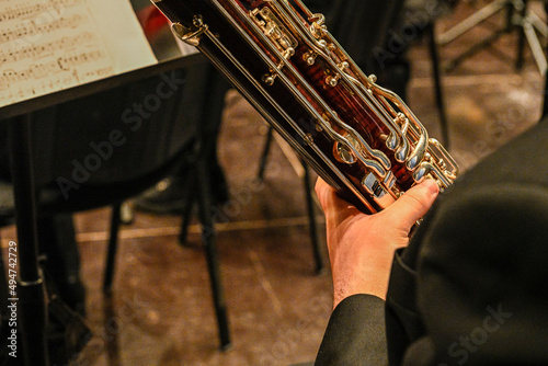 The bassoon is a woodwind instrument with a double reed. photo