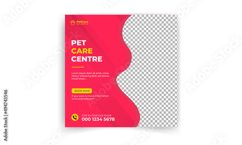 Editable Pet shop social media post template design and square web banner template