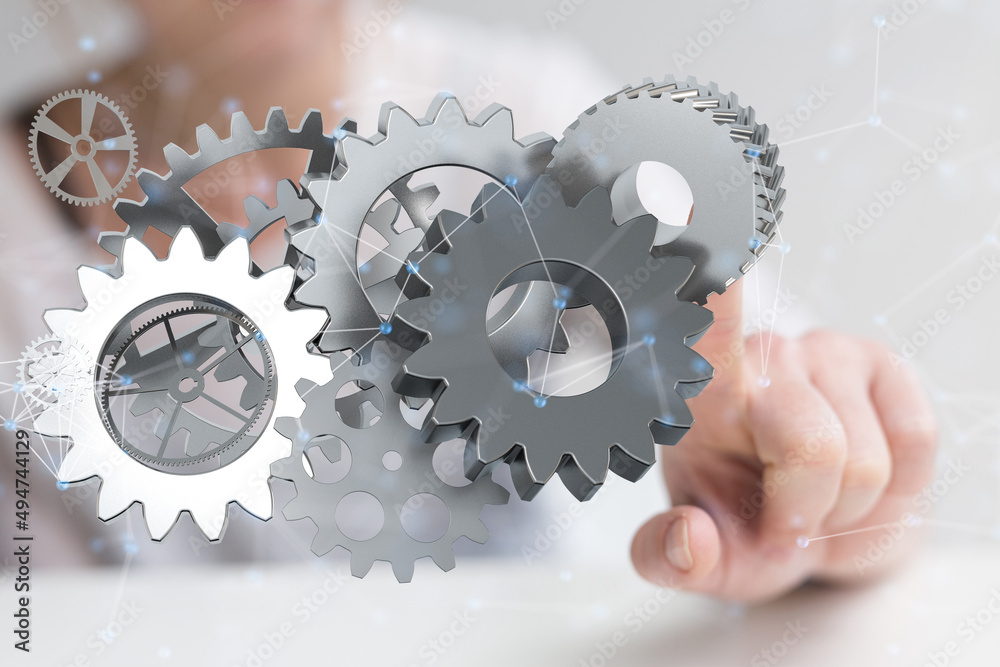 gear Futuristic in Industry 4.0 and business virtual diagram