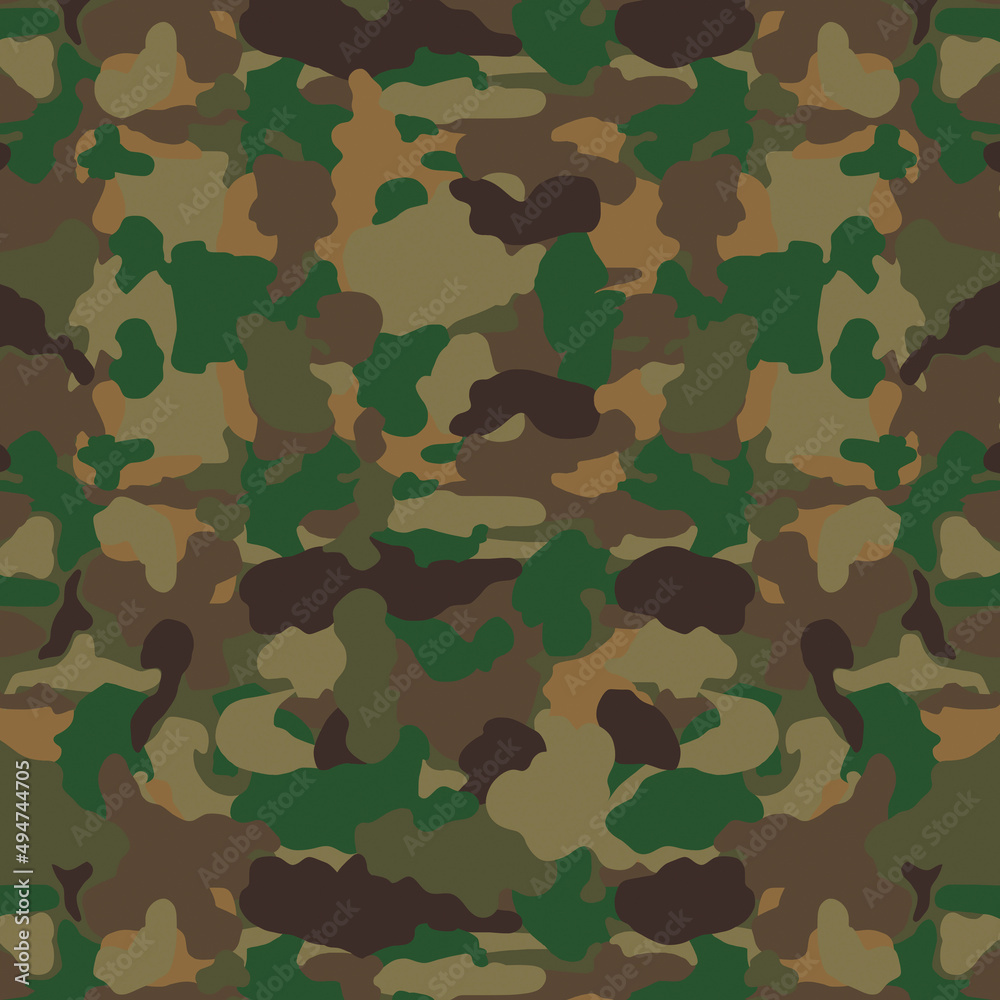 Lizenzfreies Camouflage Muster von verschiedenen Naturfarben. Solch ein  Tarnmuster wird vor allem beim Militär genutzt. Auch in der Mode gibt es  diese Farbmuster. Stock-Illustration | Adobe Stock