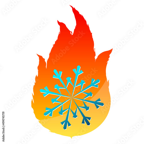 Fire flame and snowflake symbol. Heating and cooling at home