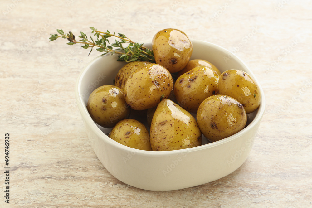 Boiled baby potato in the bowl Boiled baby potato in the bowl
