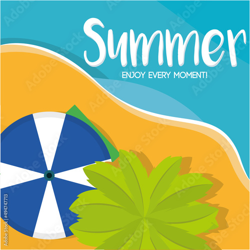 Poster Summer umbrella sun vector illustration
