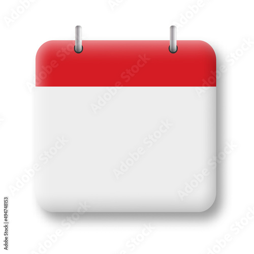 Calendar date 3d icon. Vector illustration isolated on white background.