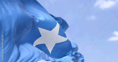 Obraz na plátne Detail of the national flag of Somalia waving in the wind on a clear day