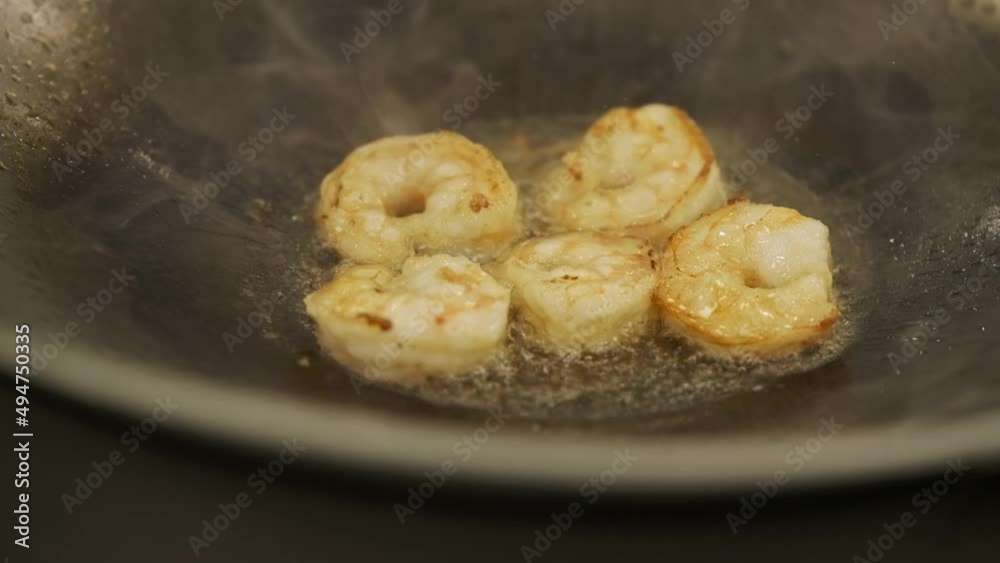 Cooking. Prawns In Pan Fried In Oil. Cooking. Prawns In Pan Fried In Oil.