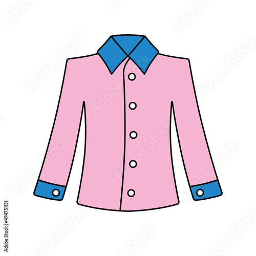 Pink long sleeve haute couture dress shirt isolated cartoon vector