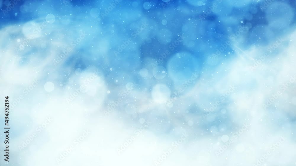 Bright blue blurred bokeh with flicker dots loop animation.