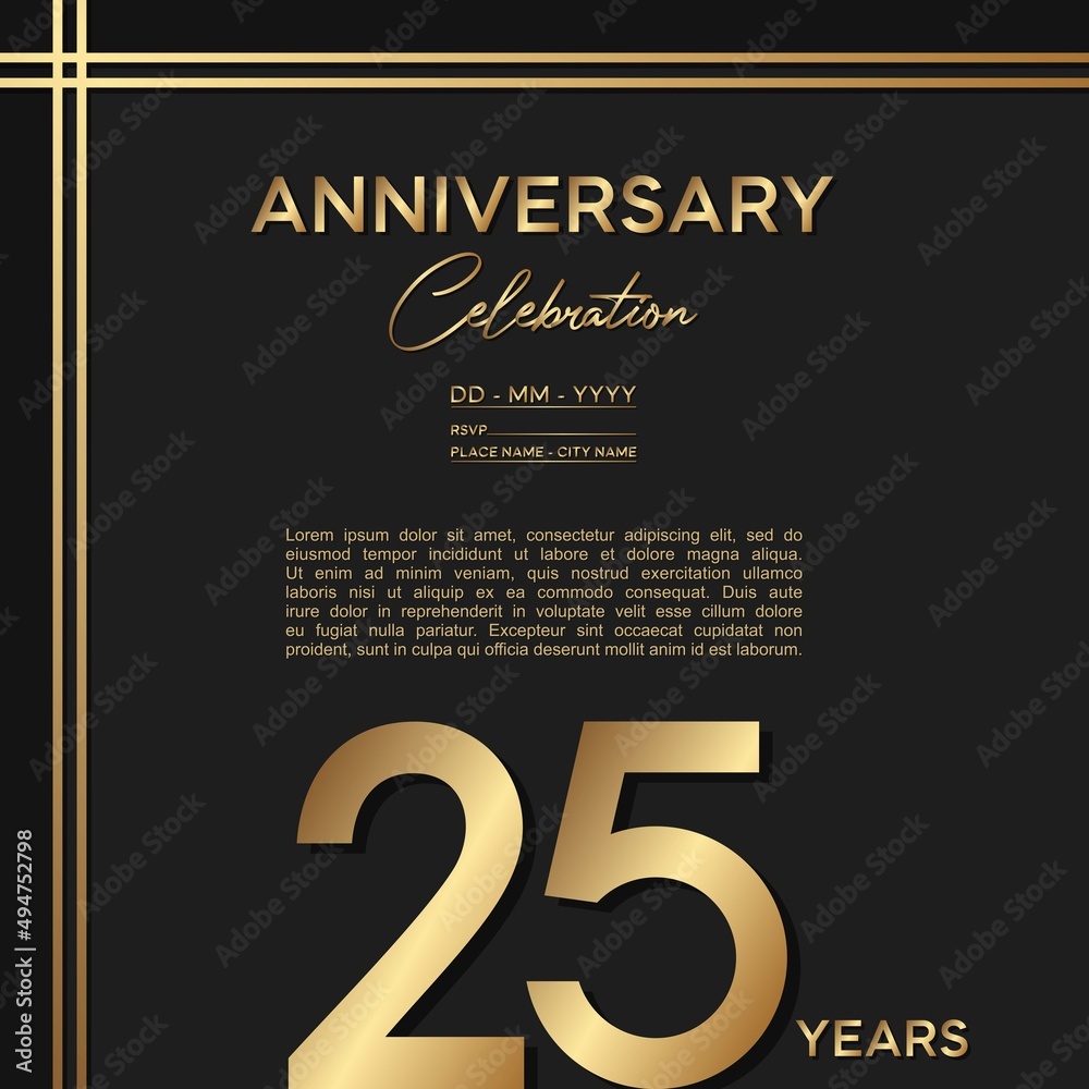 25th anniversary logotype. Golden anniversary celebration template ...