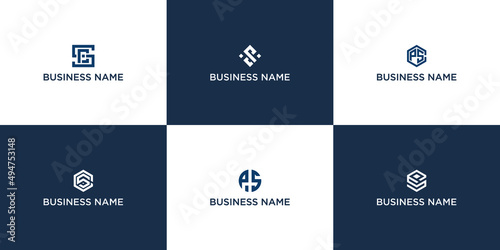 Collection of monogram initial letter SP or PS set. Premium Vector