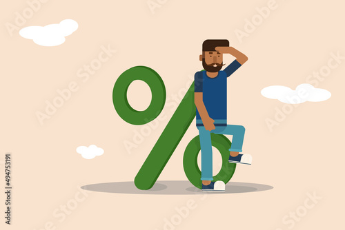 man sitting on percent sign business illustration