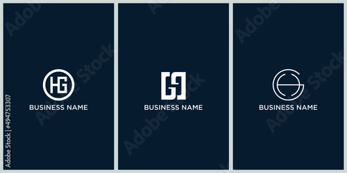 Set of creative letter HG logo design template Premium Vector